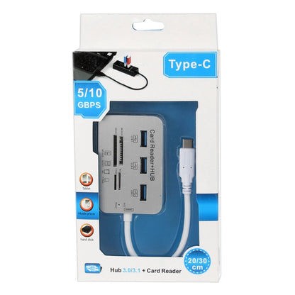 USB 3.1 Type-C COMBO 3 Ports HUB + MS DUO / SD(HC) / M2 / T-Flash Card Reader with LED Indication, 3 Ports USB+MS DUO+M2+TF