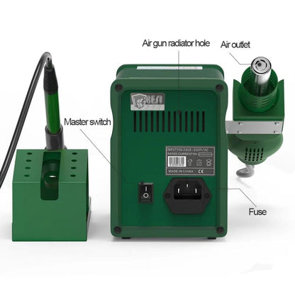 BEST BST-878D Adjustable Temperature Hot Air Gun with Electric Soldering Iron Rework Station, UK Plug, BST-878D UK Plug
