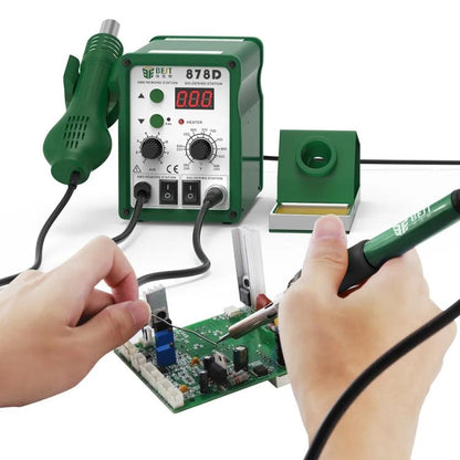 BEST BST-878D Adjustable Temperature Hot Air Gun with Electric Soldering Iron Rework Station, UK Plug, BST-878D UK Plug
