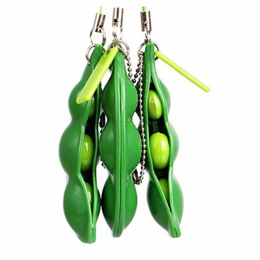 3 PCS Créatif Extrusion Pois Soja Jouet Anti-Stress Porte-clés, Expression Aléatoire, Extrusion Pois