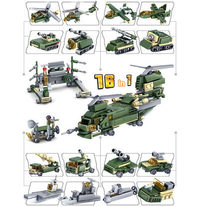 KAZI 16 in 1 Sets Land Team Building Block Educational Toys, Age Range: 6 Years Old Above, 84053