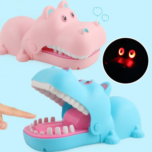 Hippopotame créatif en forme de main à mordre, jouet original et amusant avec lumière et musique, couleur aléatoire.