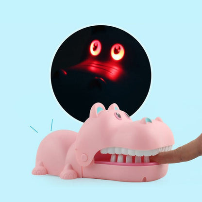 Jouets astucieux fantaisie en forme d'hippopotame de dessin animé qui mordent la main, avec lumière et musique, livraison de couleur aléatoire, Hippopotame