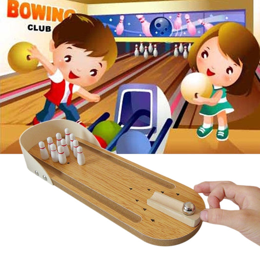 Jouet de bureau classique de table Mini-jeu de bowling en bois pour enfants et adultes, taille : 29,5 x 10 cm, taille : 29,5 x 10 cm