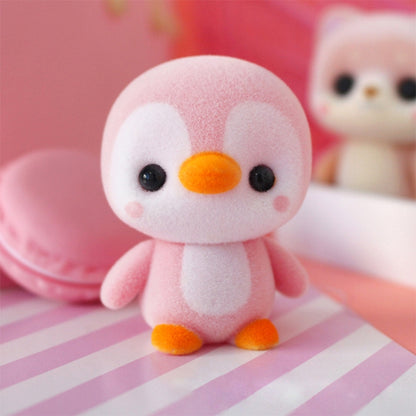 Petites poupées pingouins flocage PVC mignonnes, jouet pour enfants, cadeau d'anniversaire, taille : 4*4*5.5cm, Pingouin rose, Pingouin bleu