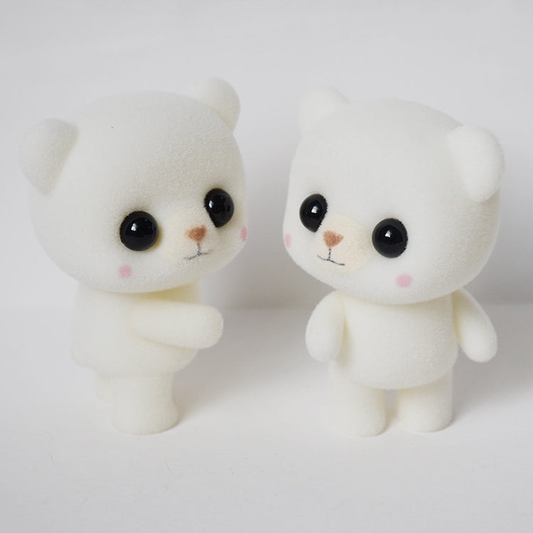 Petites poupées d'animaux en flocage PVC mignonnes et créatives, jouet cadeau pour enfants, taille : 5,5 x 3,8 x 6,3 cm, ours blanc