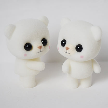 Petites poupées d'animaux en flocage PVC mignonnes et créatives, jouet cadeau pour enfants, taille : 5,5 x 3,8 x 6,3 cm, ours blanc