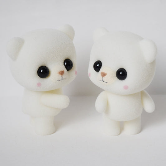 Petites poupées d'animaux en flocage PVC mignonnes et créatives, jouet cadeau pour enfants, taille : 5,5 x 3,8 x 6,3 cm, ours blanc