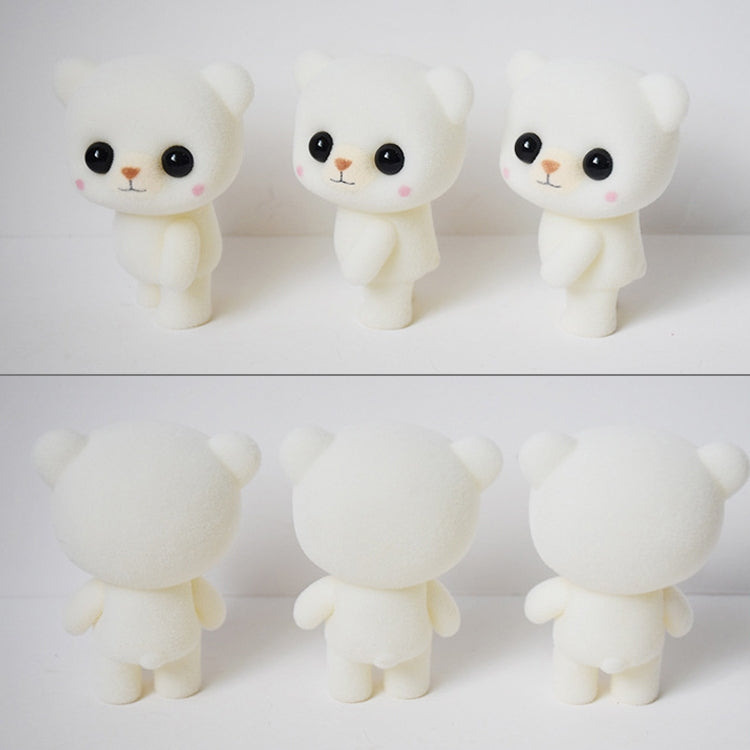 Petites poupées d'animaux en flocage PVC mignonnes et créatives, jouet cadeau pour enfants, taille : 5,5 x 3,8 x 6,3 cm, ours blanc