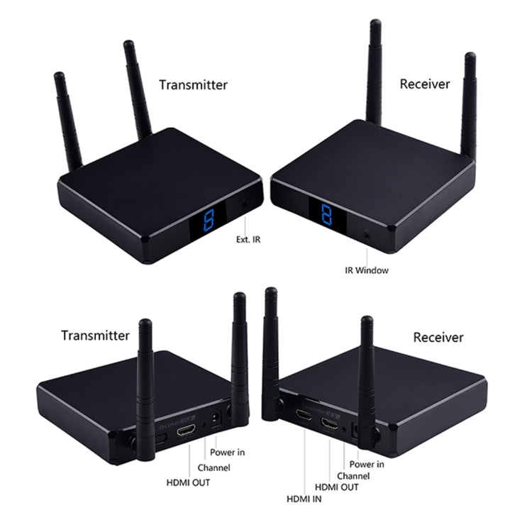 Measy FHD686 Full HD 1080P 3D 5-5.8GHz Wireless HDMI Transmitter (Transmitter + Receiver) with Display, Supports Infrared Remote Control & Wireless Same Screen Function, Transmission Distance: 200m, FHD686 with Display