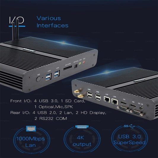 HYSTOU P05B-I7-5500U-2C Fanless Mini PC Intel Core i7 5500u Processor Quad Core up to 2.4GHz, RAM: 8G, ROM: 256G, Support Win 7 / 8 / 10 / Linux