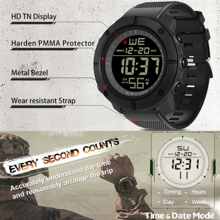 Montre numérique connectée TANK North Edge pour homme, mode, militaire, armée, sport de plein air, étanche, course à pied, natation, TANK North Edge