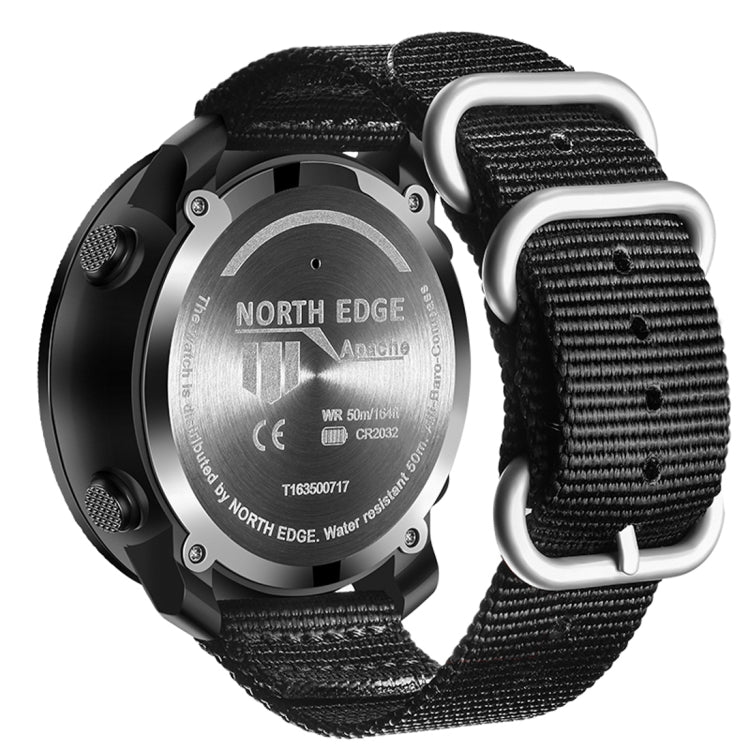 NORTH EDGE Montre intelligente électronique de sport de plein air multifonction étanche, prend en charge la mesure de l'humidité / la prévision météorologique / la mesure de la vitesse, Style: Bracelet en nylon, Bracelet en nylon