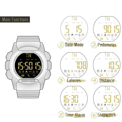 Montre Intelligente Multifonctionnelle Bluetooth NORTH EDGE AK avec Rétroéclairage LED, Support Rappel d'Appel Entrant, Chronomètre Intelligent, Rappel d'Information, AK