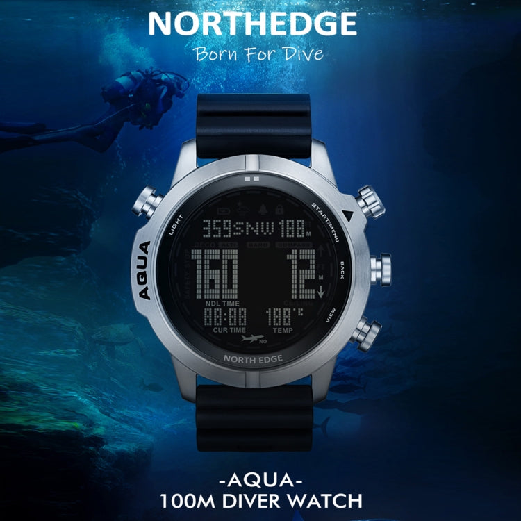 Montre connectée de plongée sous-marine NORTH EDGE AQUA, étanche 100 m, avec affichage lumineux et mode boussole, AQUA