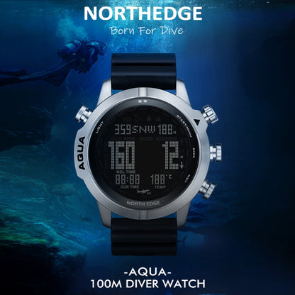 Montre connectée de plongée sous-marine NORTH EDGE AQUA, étanche 100 m, avec affichage lumineux et mode boussole, AQUA