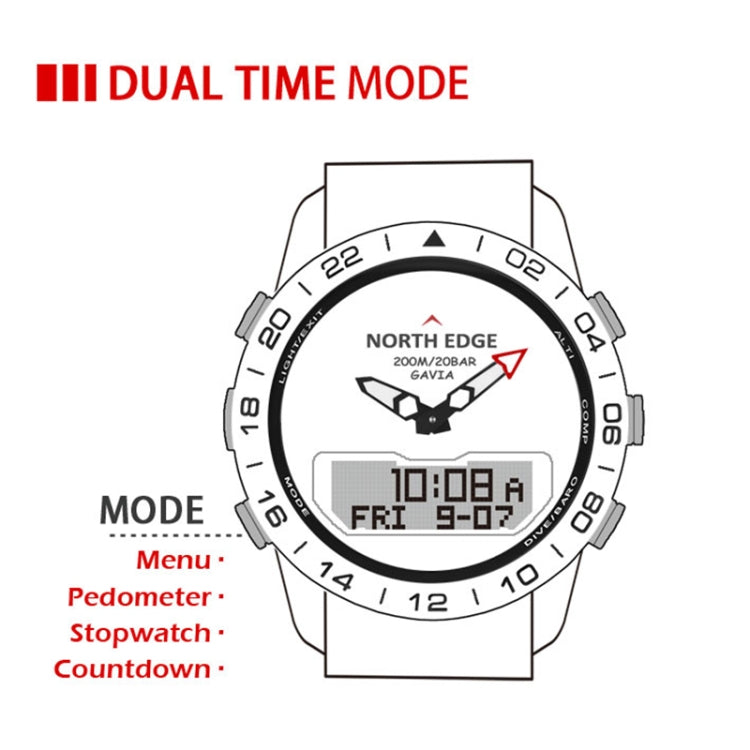 North Edge GAVIA Herren Outdoor Sport 50m Wasserdichte Smart Digitaluhr Taucheruhr, Unterstützung Barometer & Schrittzähler, GAVIA