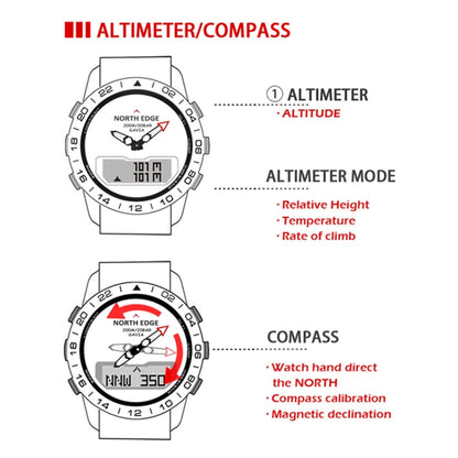 North Edge GAVIA Herren Outdoor Sport 50m Wasserdichte Smart Digitaluhr Taucheruhr, Unterstützung Barometer & Schrittzähler, GAVIA