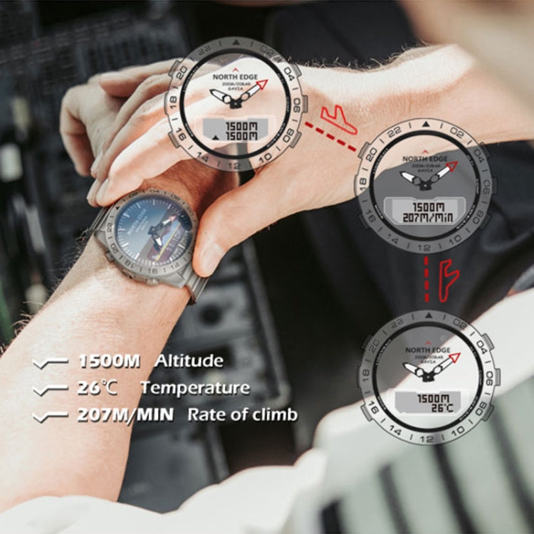 North Edge GAVIA Herren Outdoor Sport 50m Wasserdichte Smart Digitaluhr Taucheruhr, Unterstützung Barometer & Schrittzähler, GAVIA