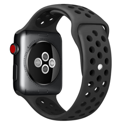 For Apple Watch Series 10 42mm / 9&8&7 41mm / SE 3&SE 2&6&SE&5&4 40mm / 3&2&1 38mm Fashionable Classical Silicone Sport Watch Band(Grey White), WA1230A, WA1230B, WA1230BG, WA1230BH, WA1230BL, WA1230BM, WA1230BR, WA1230BY, WA1230C, WA1230D, WA1230DW����...