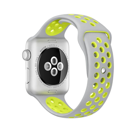 For Apple Watch Series 10 42mm / 9&8&7 41mm / SE 3&SE 2&6&SE&5&4 40mm / 3&2&1 38mm Fashionable Classical Silicone Sport Watch Band(Grey White), WA1230A, WA1230B, WA1230BG, WA1230BH, WA1230BL, WA1230BM, WA1230BR, WA1230BY, WA1230C, WA1230D, WA1230DW    ...