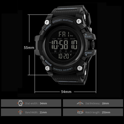 SKMEI 1384 Montre numérique à LED multifonctionnelle étanche et noctilucente pour homme, style décontracté, pour l'extérieur