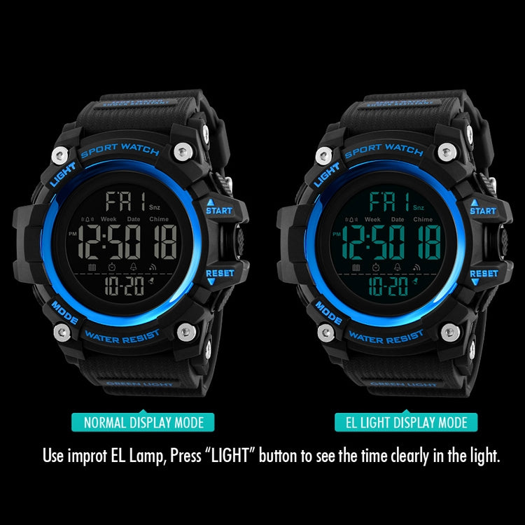 SKMEI 1384 Montre numérique à LED multifonctionnelle étanche et noctilucente pour homme, style décontracté, pour l'extérieur