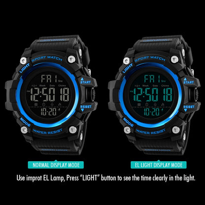 SKMEI 1384 Montre numérique à LED multifonctionnelle étanche et noctilucente pour homme, style décontracté, pour l'extérieur