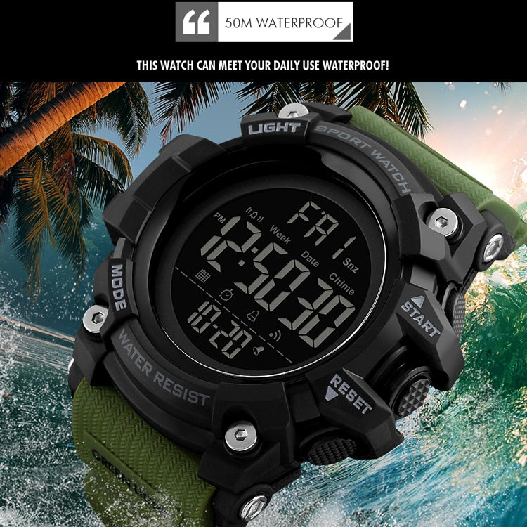 SKMEI 1384 Montre numérique à LED multifonctionnelle étanche et noctilucente pour homme, style décontracté, pour l'extérieur
