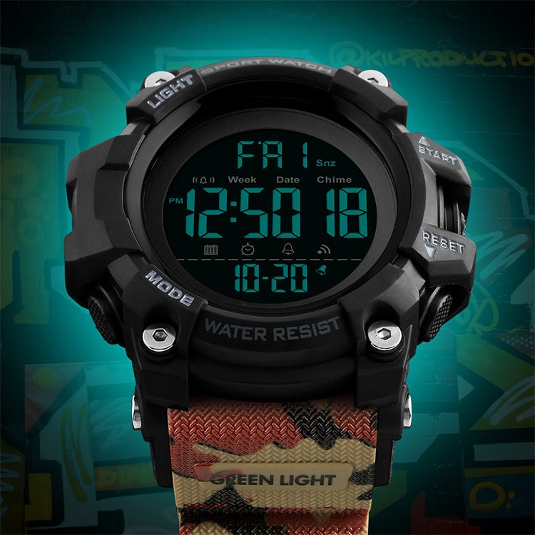 SKMEI 1384 Montre numérique à LED multifonctionnelle étanche et noctilucente pour homme, style décontracté, pour l'extérieur
