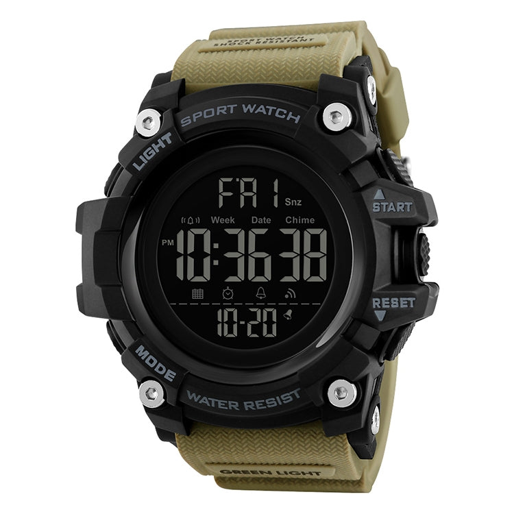 SKMEI 1384 Montre numérique à LED multifonctionnelle étanche et noctilucente pour homme, style décontracté, pour l'extérieur