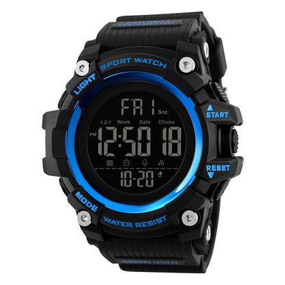 SKMEI 1384 Montre numérique à LED multifonctionnelle étanche et noctilucente pour homme, style décontracté, pour l'extérieur