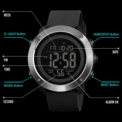 SKMEI 1426 Multifunctional Outdoor Fashion Noctilucent Waterproof White Machine Rubber Ring Digital Watch, White Machine Rubber Ring, 1426 White Machine Rubber Ring