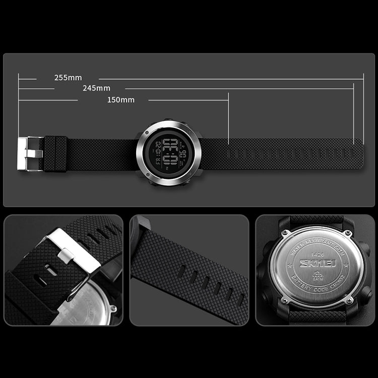 SKMEI 1426 Multifunctional Outdoor Fashion Noctilucent Waterproof Black Machine Rubber Ring Digital Watch, Black Machine Rubber Ring, 1426 Black Machine Rubber Ring