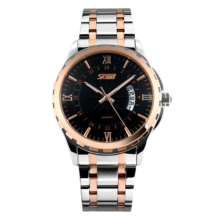 SKMEI 9069 Multifunktionale Outdoor Fashion Business Wasserdichte Intervall Gold Shell Quarz-Armbanduhr