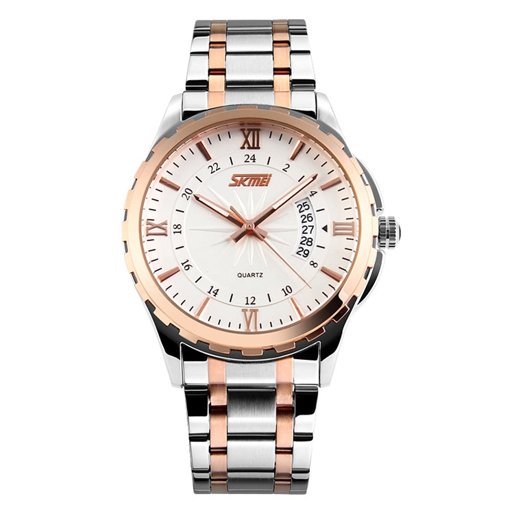 SKMEI 9069 Multifunktionale Outdoor Fashion Business Wasserdichte Intervall Gold Shell Quarz-Armbanduhr