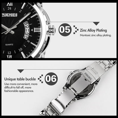 SKMEI 9069 Multifunktionale Outdoor Fashion Business Wasserdichte Intervall Gold Shell Quarz-Armbanduhr
