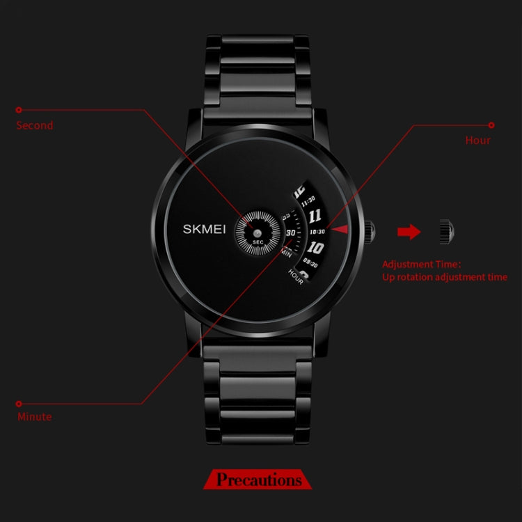 SKMEI 1260 Montre-Bracelet à Quartz Étanche 30m avec Pointeur Créatif Tendance et Bracelet en Acier Inoxydable