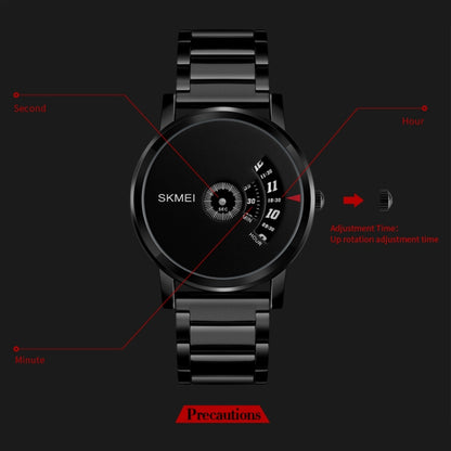 SKMEI 1260 Montre-Bracelet à Quartz Étanche 30m avec Pointeur Créatif Tendance et Bracelet en Acier Inoxydable