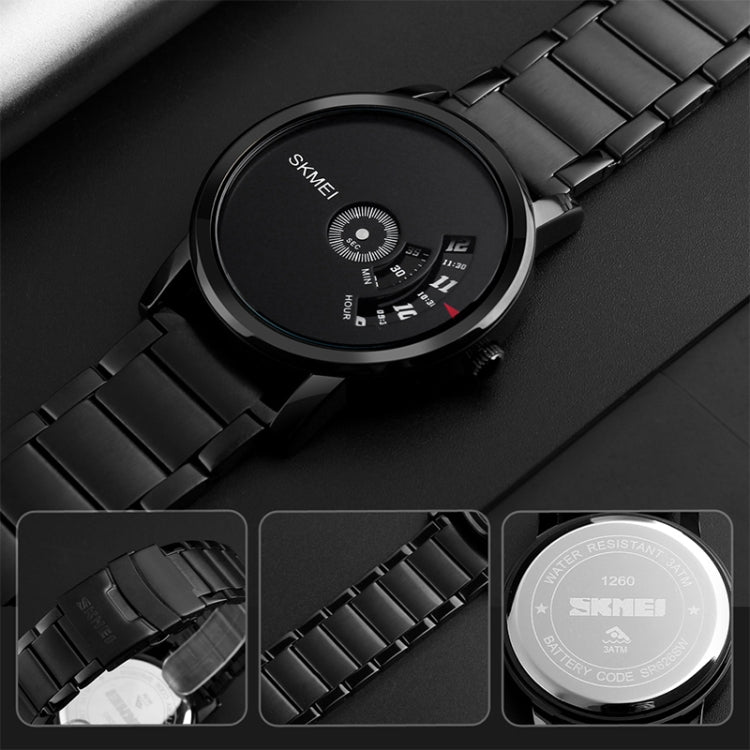 SKMEI 1260 Montre-Bracelet à Quartz Étanche 30m avec Pointeur Créatif Tendance et Bracelet en Acier Inoxydable