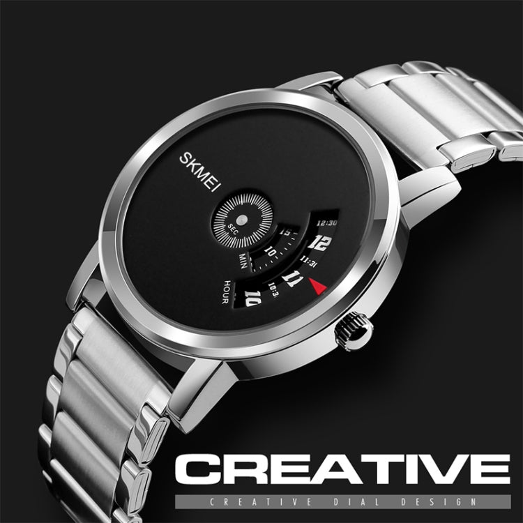 SKMEI 1260 Montre-Bracelet à Quartz Étanche 30m avec Pointeur Créatif Tendance et Bracelet en Acier Inoxydable