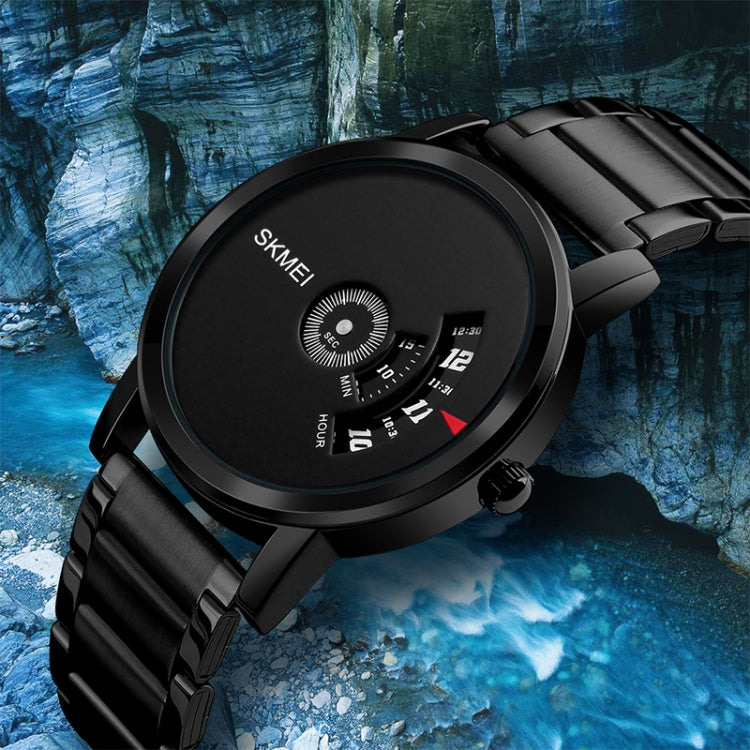 SKMEI 1260 Montre-Bracelet à Quartz Étanche 30m avec Pointeur Créatif Tendance et Bracelet en Acier Inoxydable