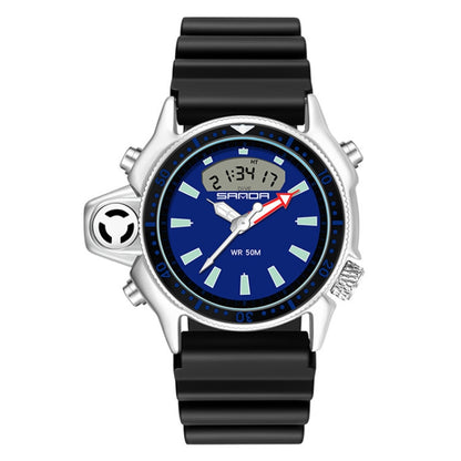 SANDA 3008 Montre-bracelet numérique multifonctionnelle pour homme, sports de plein air, lumineuse, étanche 50m