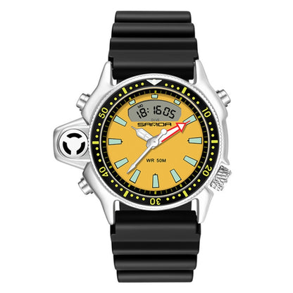 SANDA 3008 Montre-bracelet numérique multifonctionnelle pour homme, sports de plein air, lumineuse, étanche 50m