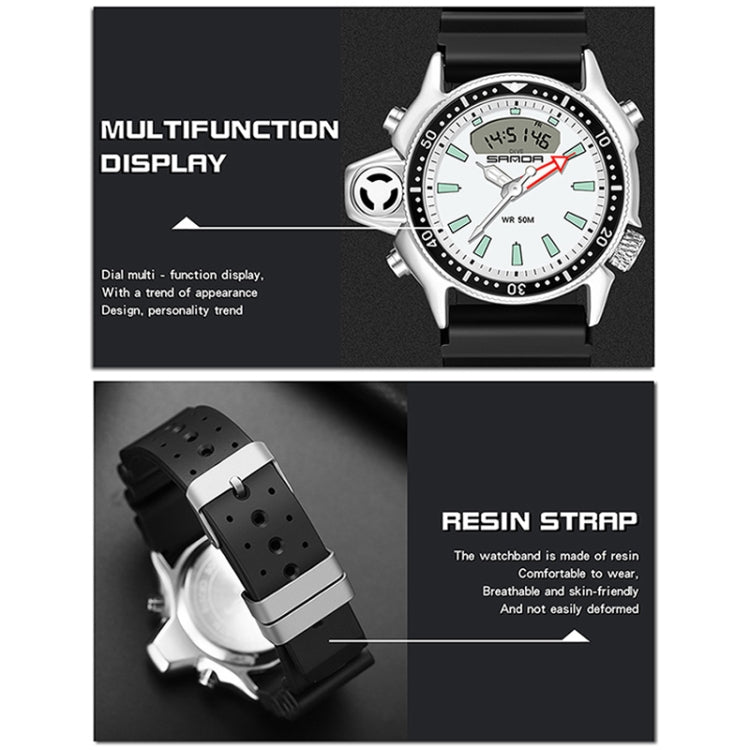 SANDA 3008 Montre-bracelet numérique multifonctionnelle pour homme, sports de plein air, lumineuse, étanche 50m