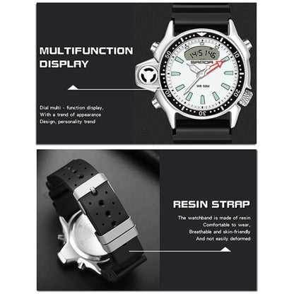 SANDA 3008 Montre-bracelet numérique multifonctionnelle pour homme, sports de plein air, lumineuse, étanche 50m