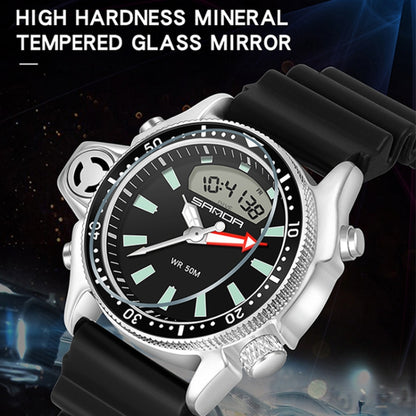 SANDA 3008 Montre-bracelet numérique multifonctionnelle pour homme, sports de plein air, lumineuse, étanche 50m