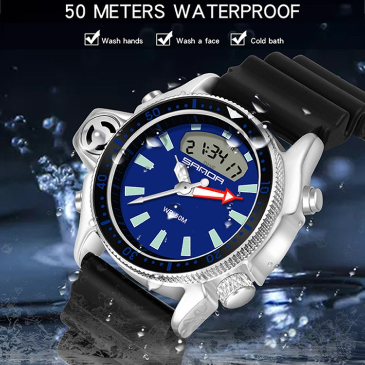 SANDA 3008 Montre-bracelet numérique multifonctionnelle pour homme, sports de plein air, lumineuse, étanche 50m