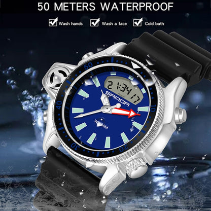 SANDA 3008 Montre-bracelet numérique multifonctionnelle pour homme, sports de plein air, lumineuse, étanche 50m
