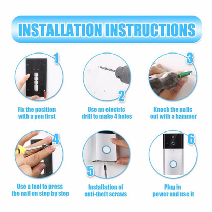 VESAFE HD 720P Security Camera Smart WiFi Video Doorbell Intercom, Support TF Card & Infrared Night Vision & Motion Detection App for IOS and Android, VS-A5 Black, VS-A4 Silver